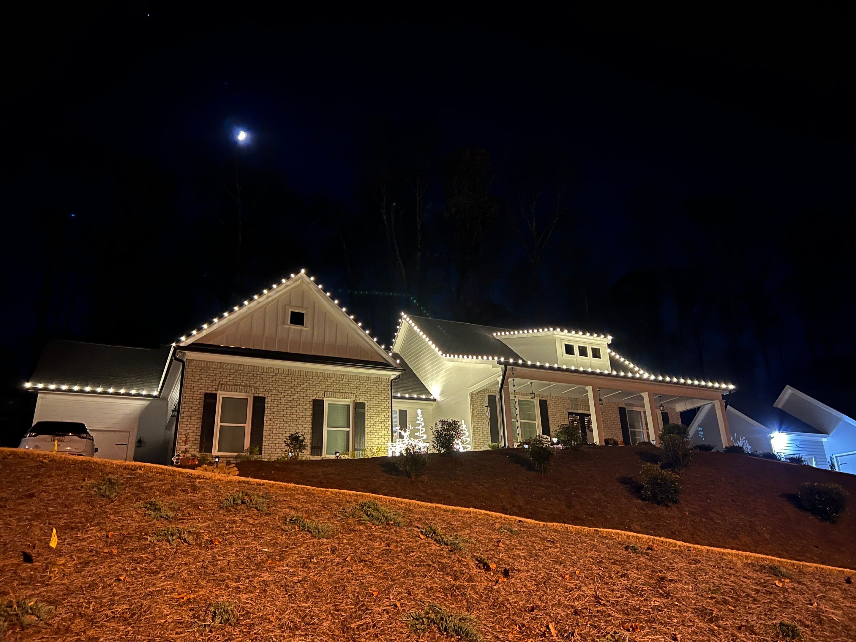Completed Christmas light installation on a North Georgia home (display 5)