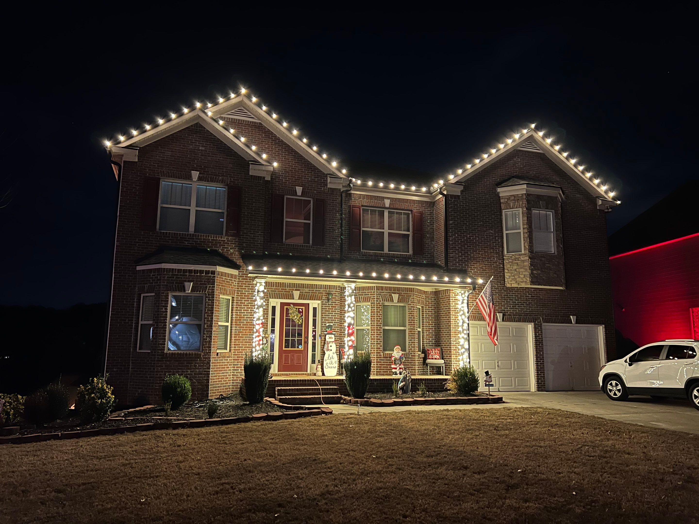 Completed Christmas light installation on a North Georgia home (display 6)